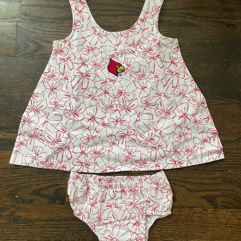 Arizona Cardinals Red and White Dress and Bloomers Set (12m)